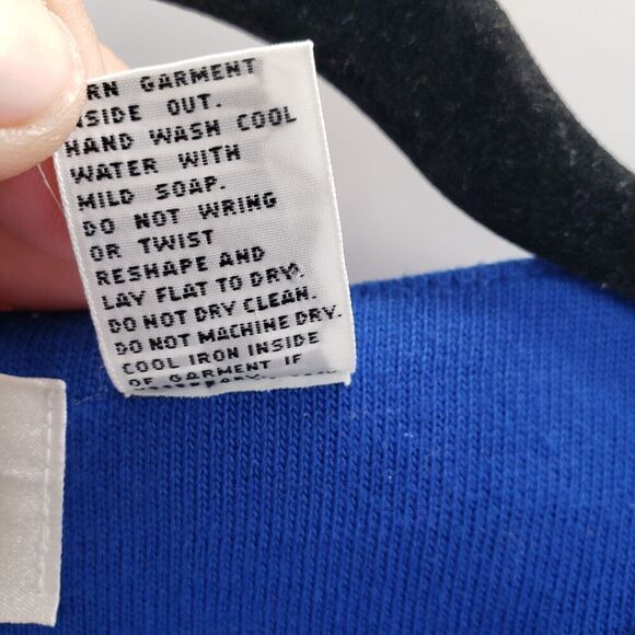 Vintage 80's Bling Sweatshirt Womens Large Blue Sequin Rhinestones Dolman Sleeve - Picture 7 of 13